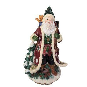 Fitz and Floyd Santa Claus Musical Figurine Christmas Lodge Woodland Animal READ